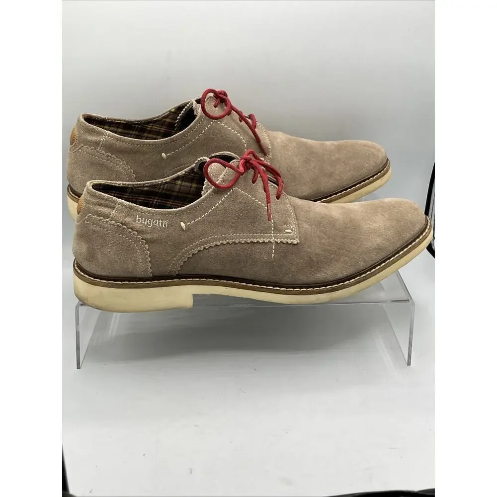 Bugatti Men's EU 46 US 13 Tan Suede Derby Lace-Up Shoes Comfort Classic